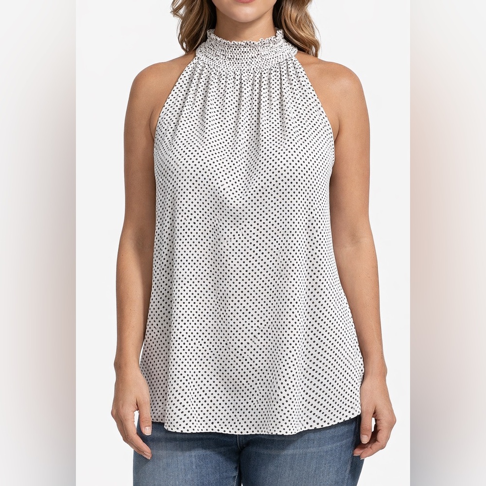 NWT Adrianna Papell Monochrome Polka Dot Shirt